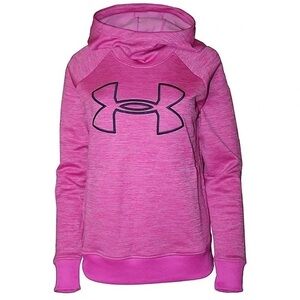 Under Armour Coldgear Loose Sz Large Hot Pink Embroidered Pullover Hoodie